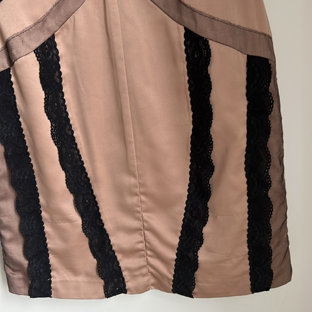 ASOS Champagne Satin Mesh Bodycon Dress - Picture 8 of 8